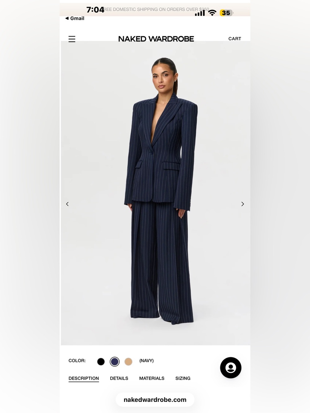 naked wardrobe Navy Pinstripe Blazer - Women's